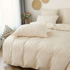 2pcs/3pcs Wave Tufted Design Duvet Cover Set for All Seasons Queen Size Comfortable Soft Comforter Cover Bedding Set