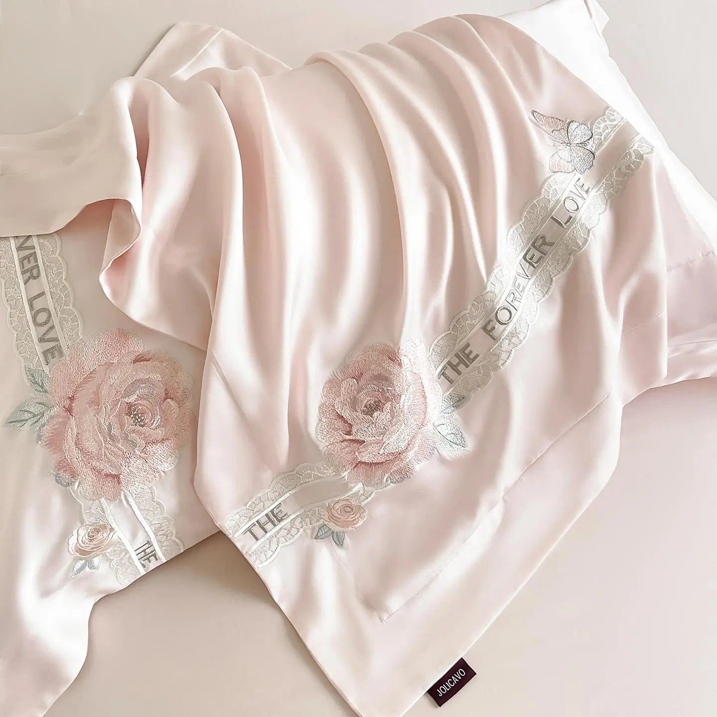 500TC Long-staple Cotton Chic Flowers Butterfly Heavy Embroidery Bedding Set