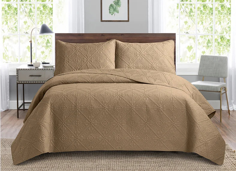 3pcs Luxury Quilted Microfiber Bedspread Coverlet Bedding Set