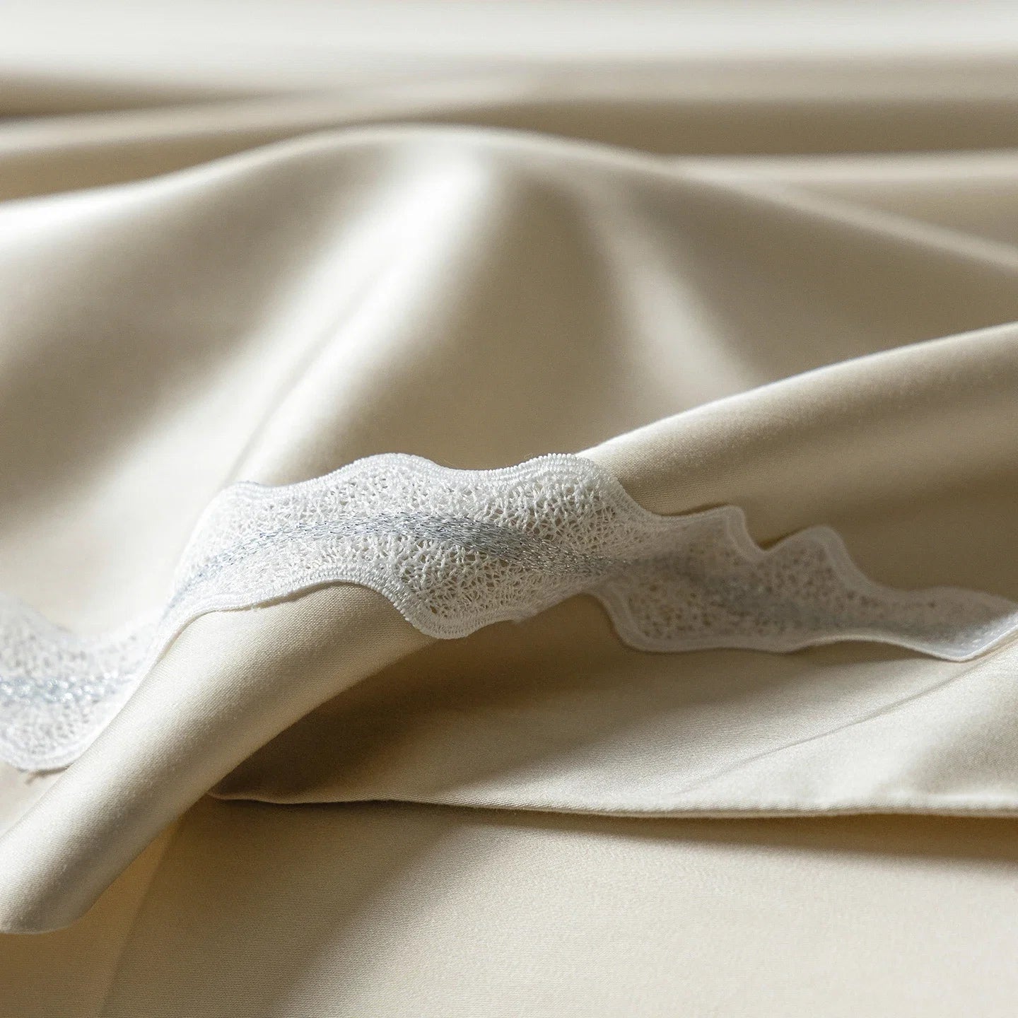 Luxury 1000TC Lyocell Cotton Soft Silky Solid Color Simple Bedding Set