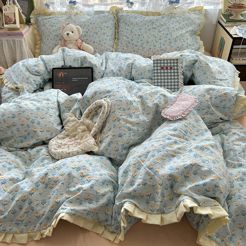 Korean Style Lace Ruffle Bedding Set