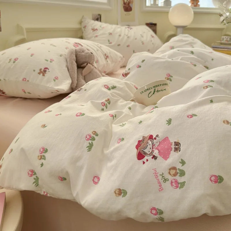 Wave Point Washed Cotton Bedding Set