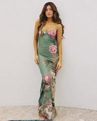 Floretta V Neck Spaghetti Dress