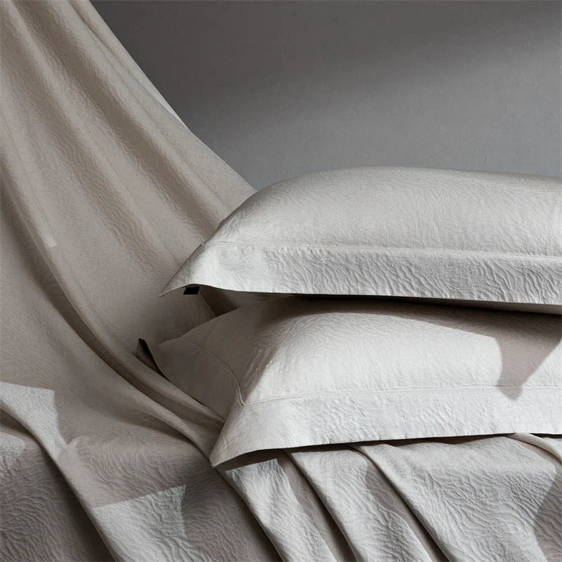 1000TC Egyptian Cotton Thick Weave Jacquard Luxury Solid Color Bedding Set