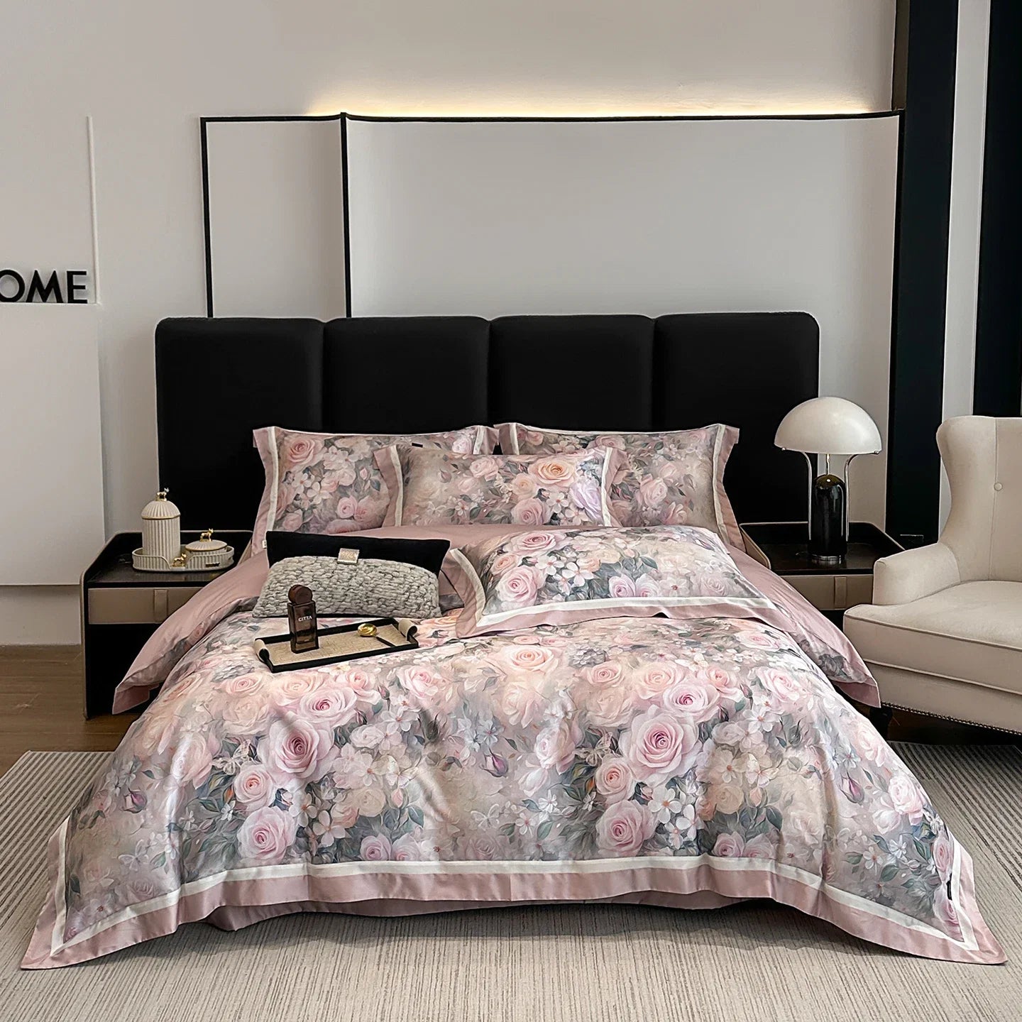 Flowers Print Luxury Queen King Size Bedding Set