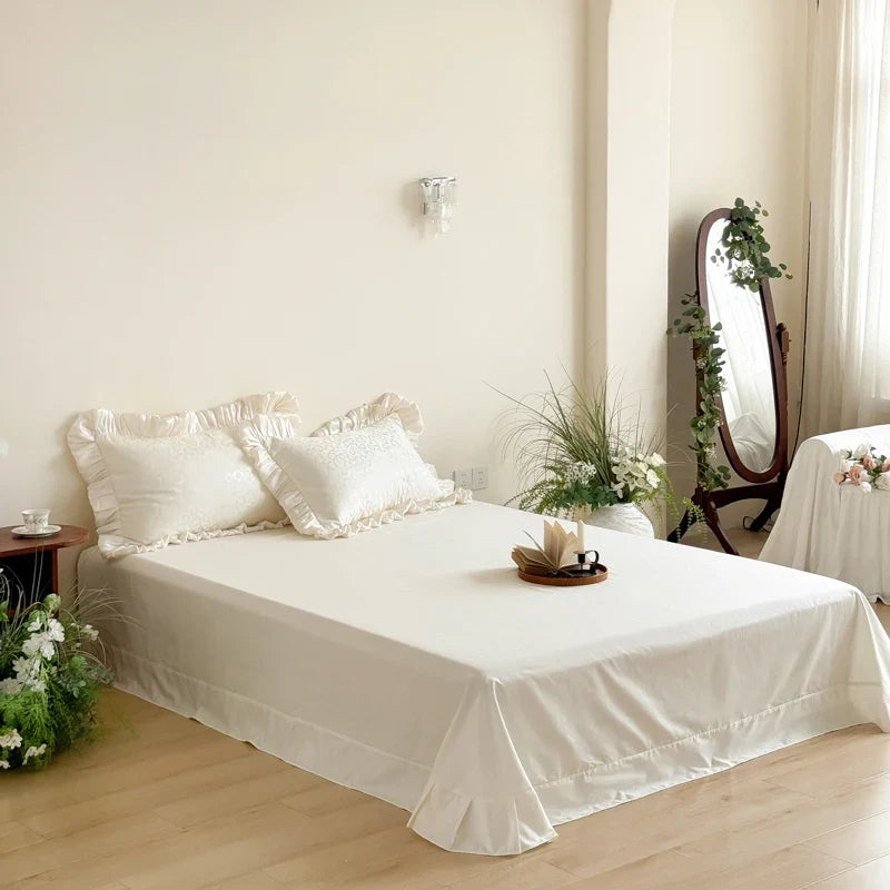 Vintage Jacquard Lace Ruffles Bow Princess Bedding Set