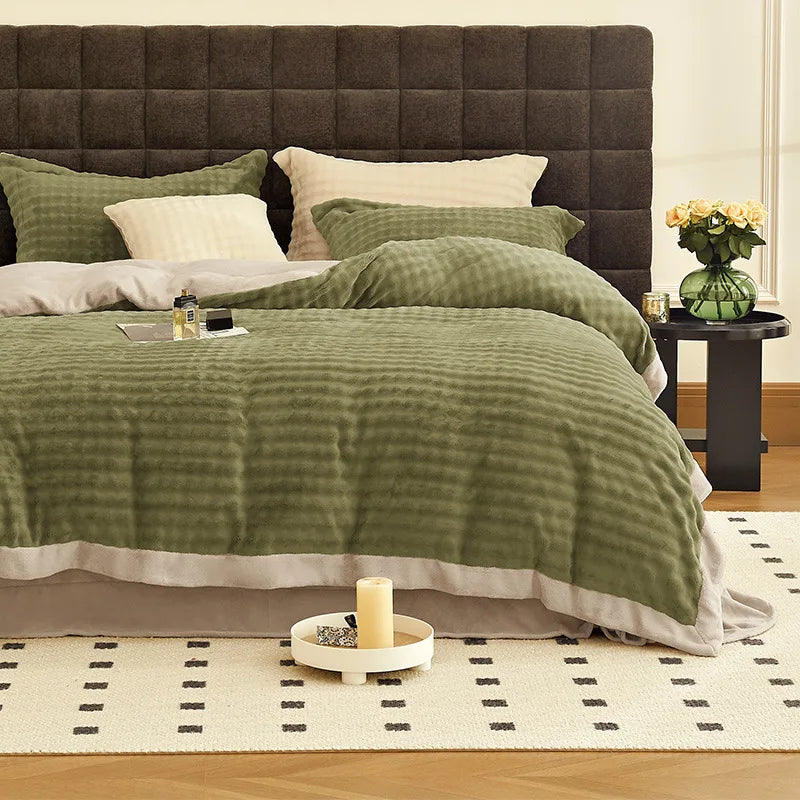 Winter Coral Velvet Warm Bedding Set