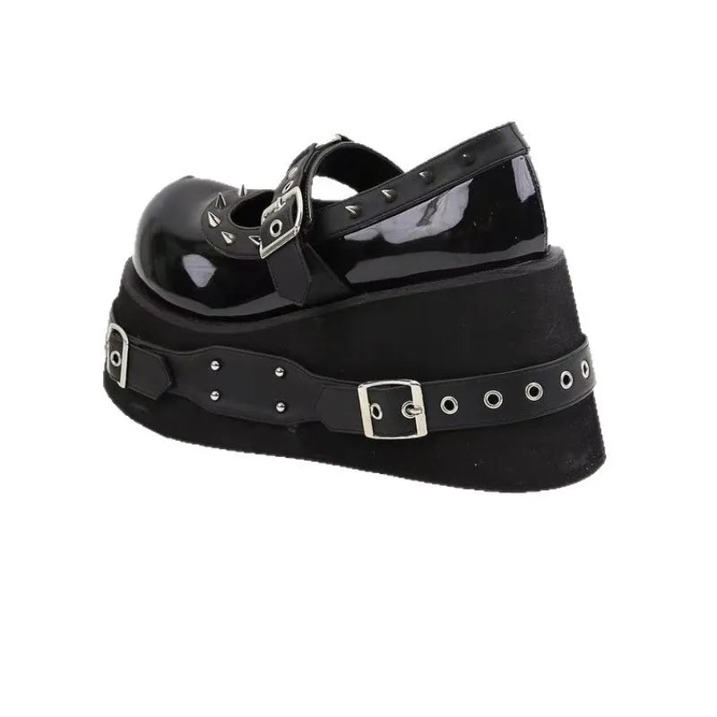 Gothic Rivet Muffin 10 CM Platform Mary Jane Shoes