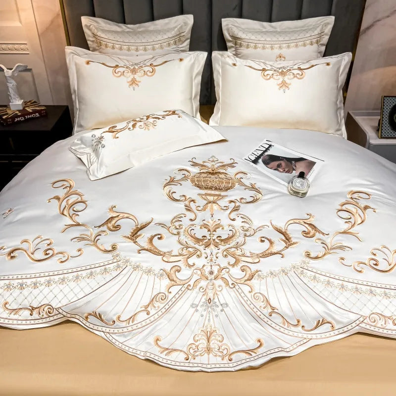 Chic Embroidery Satin Cotton Bedding Set