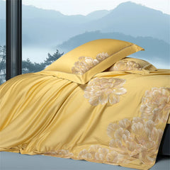 1000TC Egyptian Cotton Chinese Style Flowers Embroidery Luxury Bedding Set