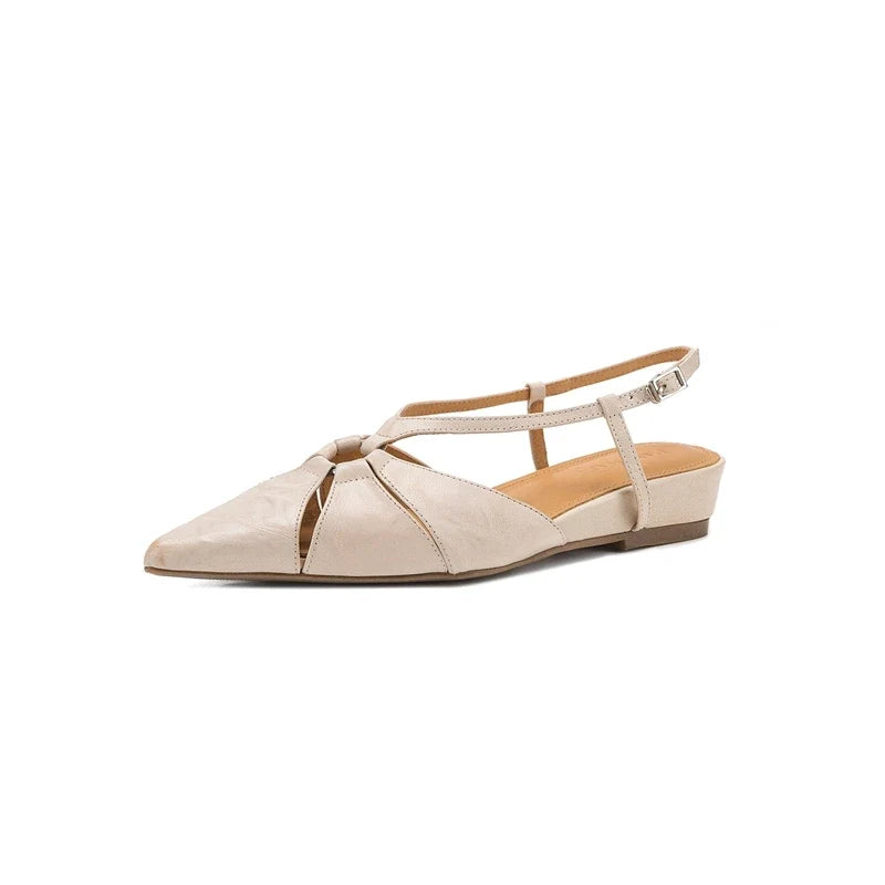 sheepskin hollow breathable retro mid Heel