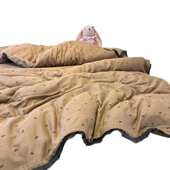 Printed Lace Edge Comforter Cover Sets Bedding Set