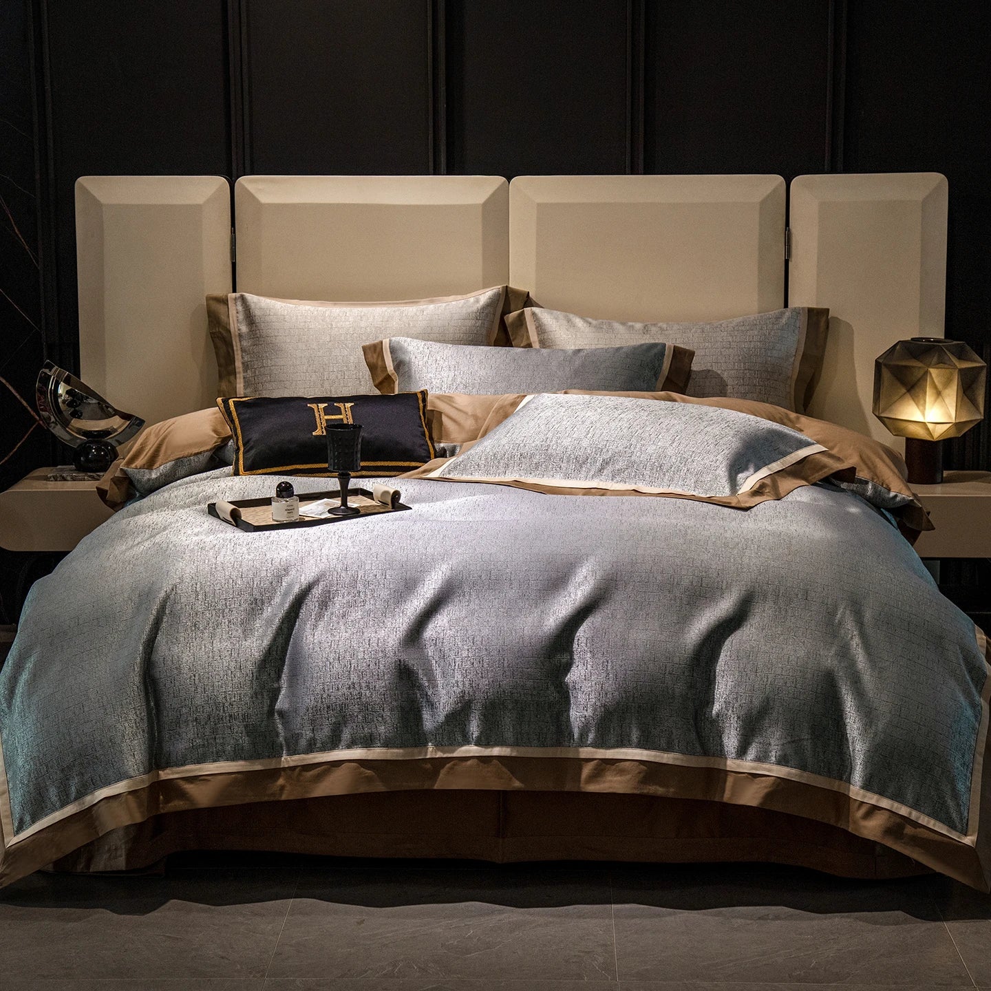 Satin Yarn-dyed Jacquard 1000TC Egyptian Cotton Soft Silky Luxury Bedding Set