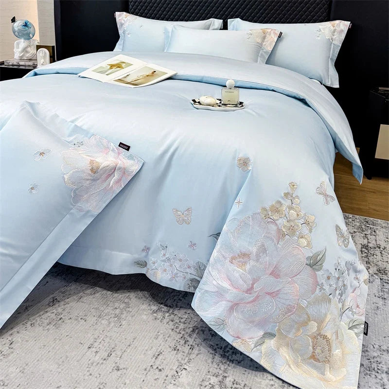 Luxury Floral Embroidery Bedding Set