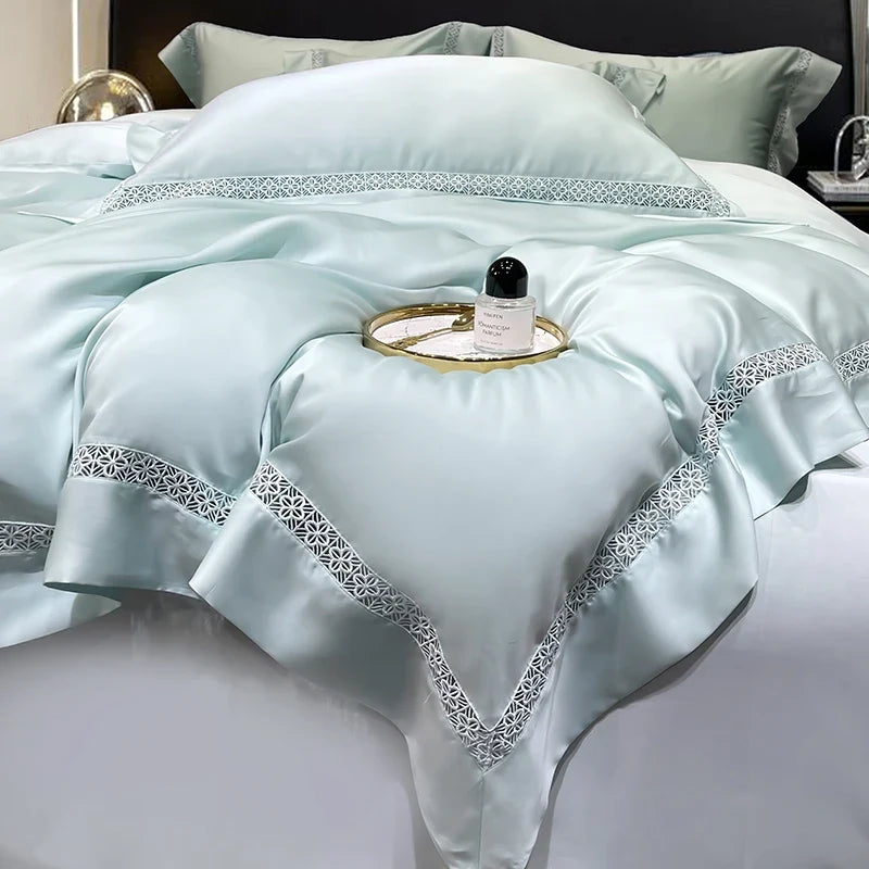 800TC Lyocell Soft Silky Cooling Summer Luxury Hollow Wide Edge Bedding Set