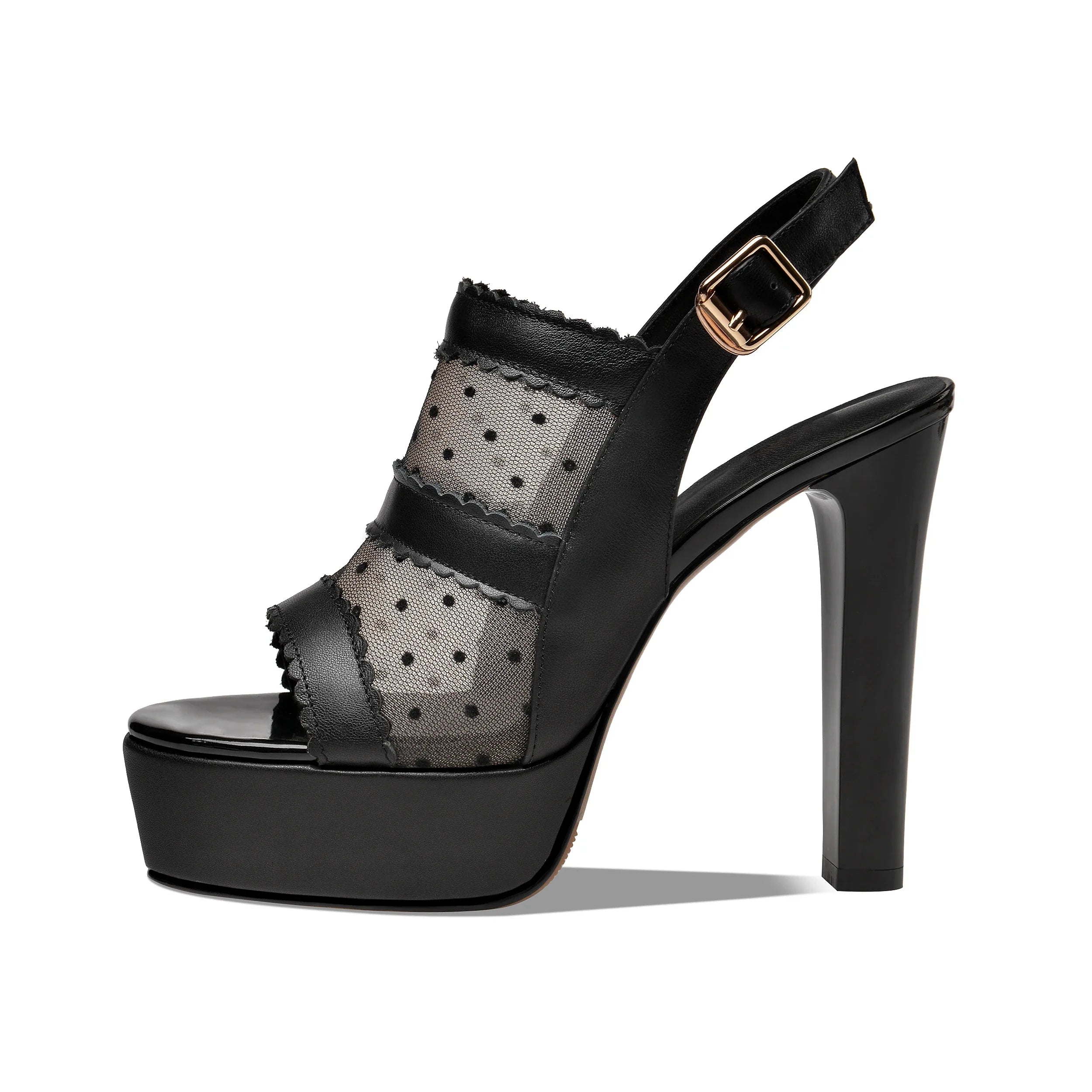 White Cowhide Waterproof Platform Peep Toe Shoes