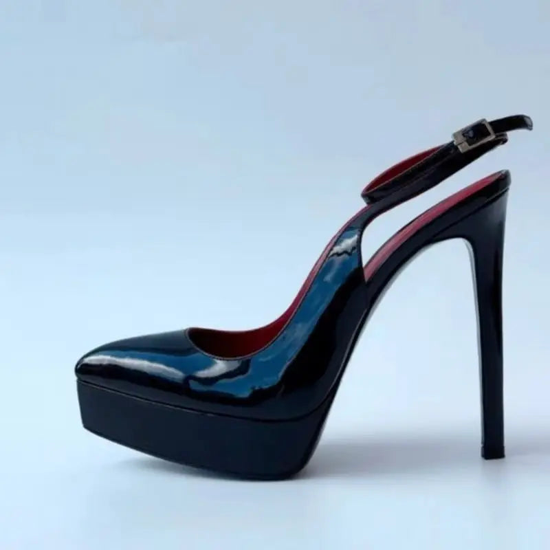 Patent Leather Belt buckle Platform Sandals
