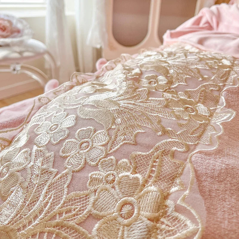 Lace Ruffles Princess Wedding Bedding Set