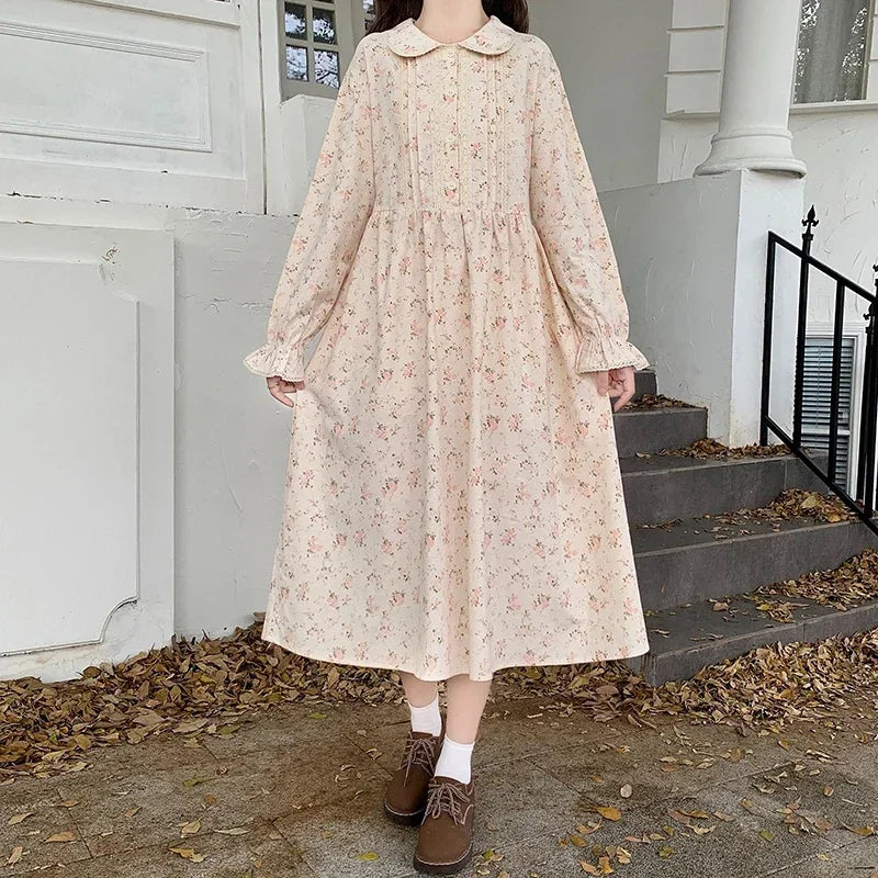 Nectarine Cotton Cottagecore Floral Dress