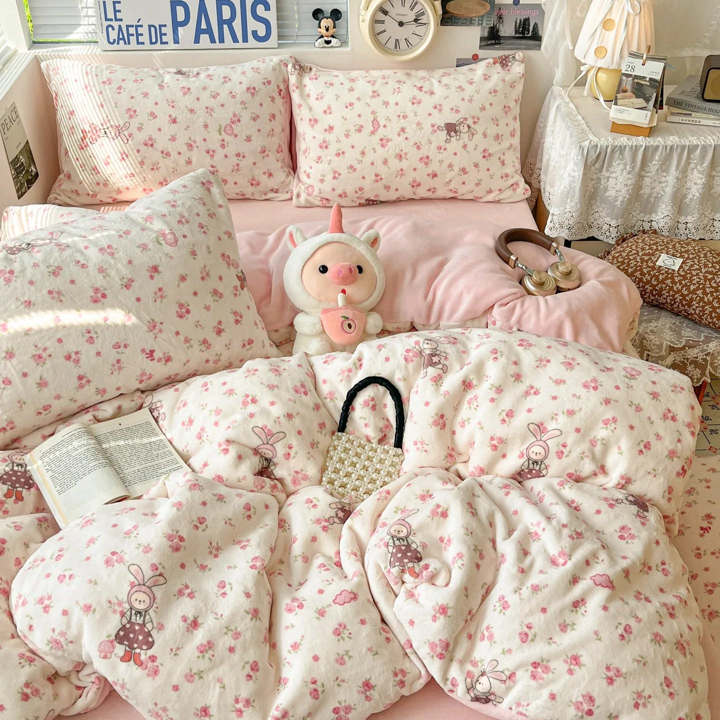 Winter Thick Velvet Duvet Cover Set Student Dormitory Bedding Set
