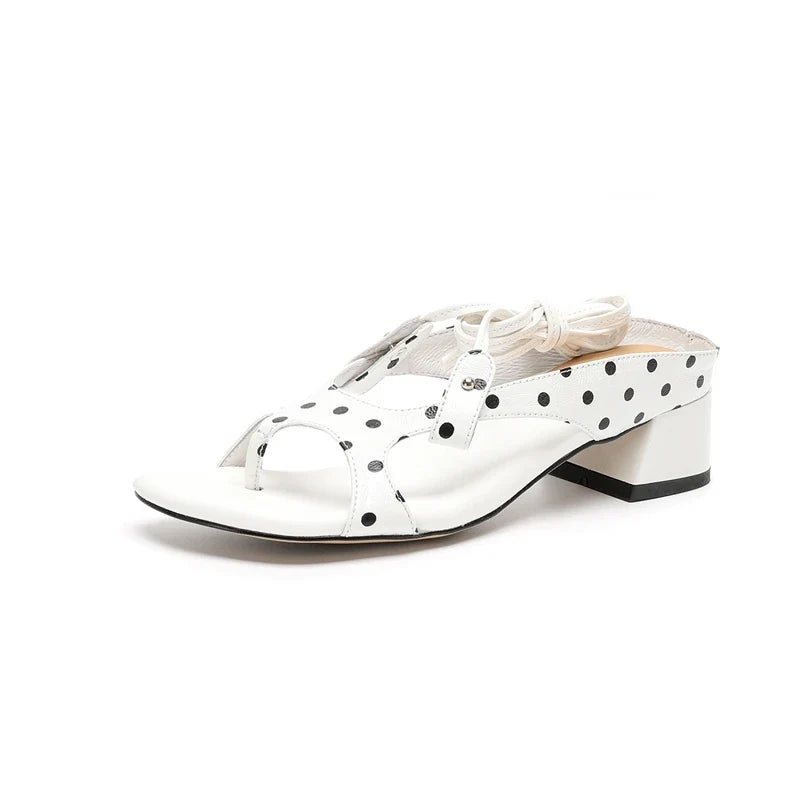 printed polka dot cowhide mid Heel