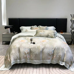 800TC Lyocell Eucalyptus Fiber Soft Silky Cooling Flowers Prints Bedding Set