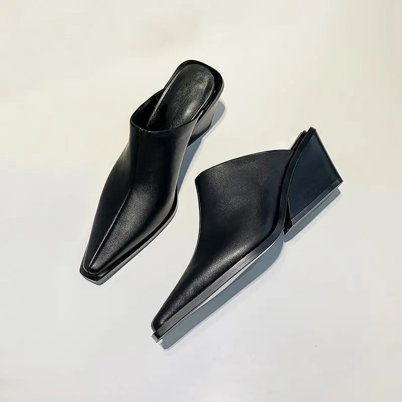 Kaky's Cow Pasted Leather Pointed Wedge Heels