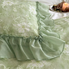 Romantic Flowers Lace Ruffles Princess Bedding Set