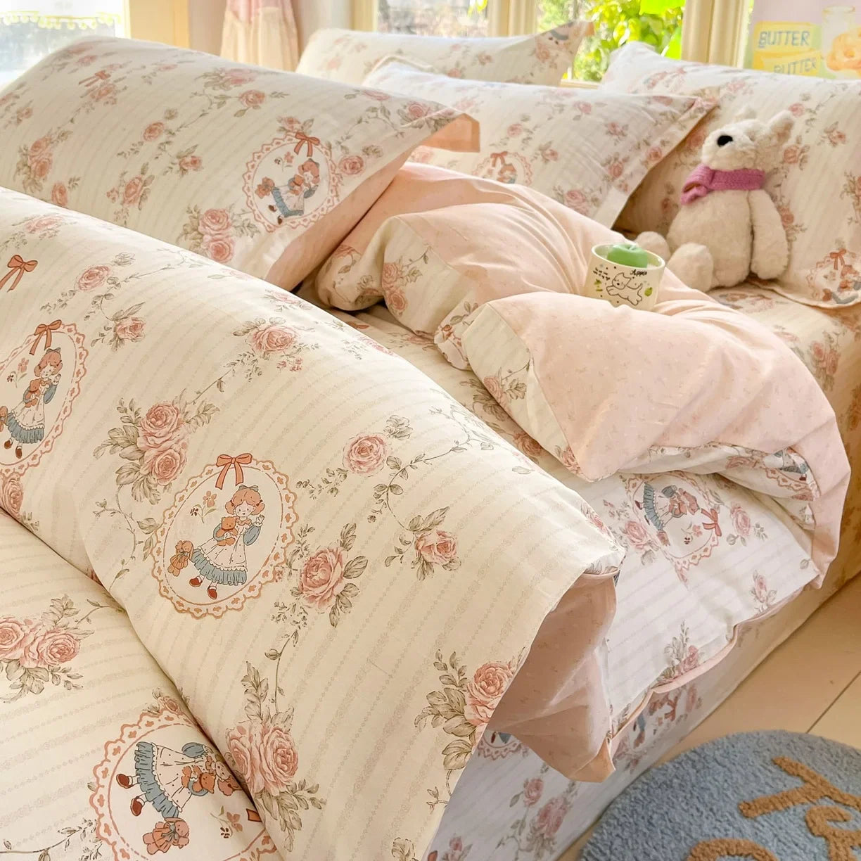 Pastoral Style Florals 100% Cotton Duvet Cover Soft Skin Friendly Single Double Bed Covers Pillowcases Queen King Bedding Set