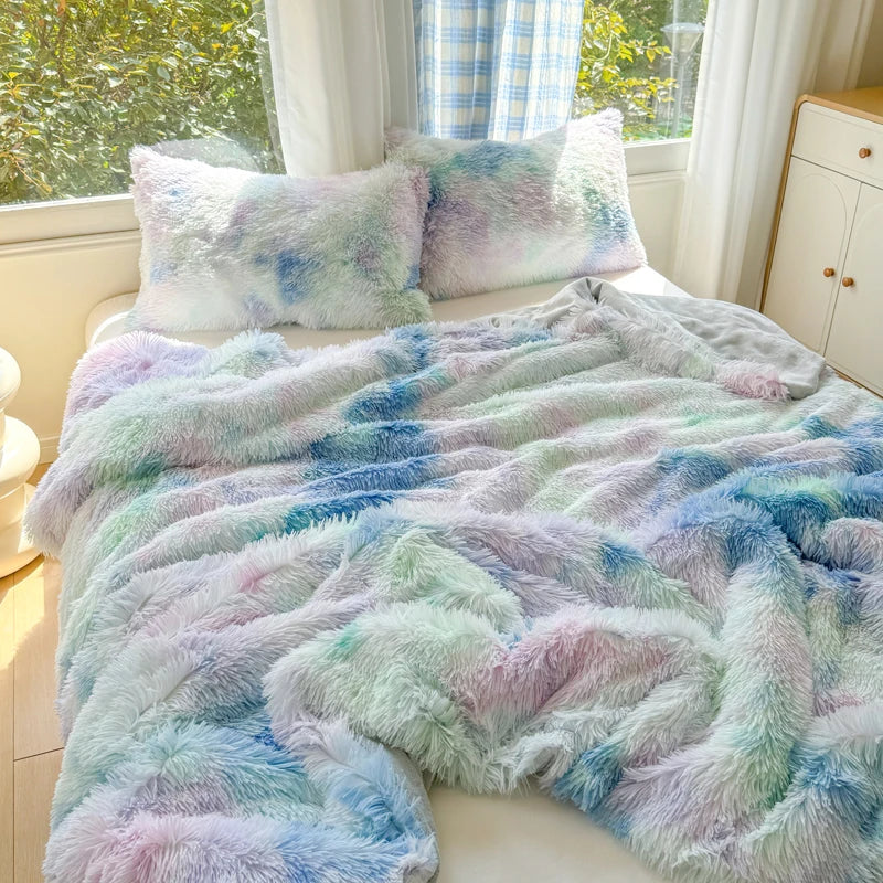 1Pc  Mink velvet fabric Colorful Soft Warm Sofa Throw Blankets Travel Blanket Warm Bedding All Season With zipper Duvet Covers