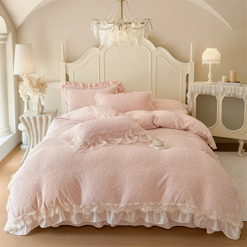 Romantic Lace Ruffles Princess Style Bedding Set