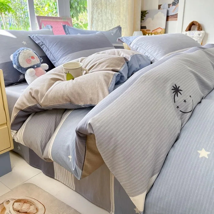 Korean Printed Duvet Cover Twin Queen Soft Comforter Covers Washable Single Double Bedding Home Quilts Cover  (No Pillowcase)