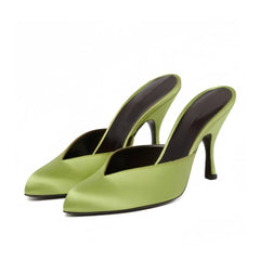 Yellow Satin Stilettos Heels