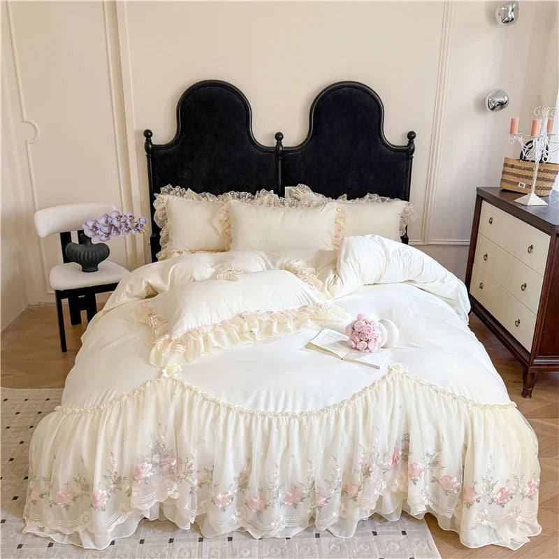 4Pcs Princess Wedding Bedding Set