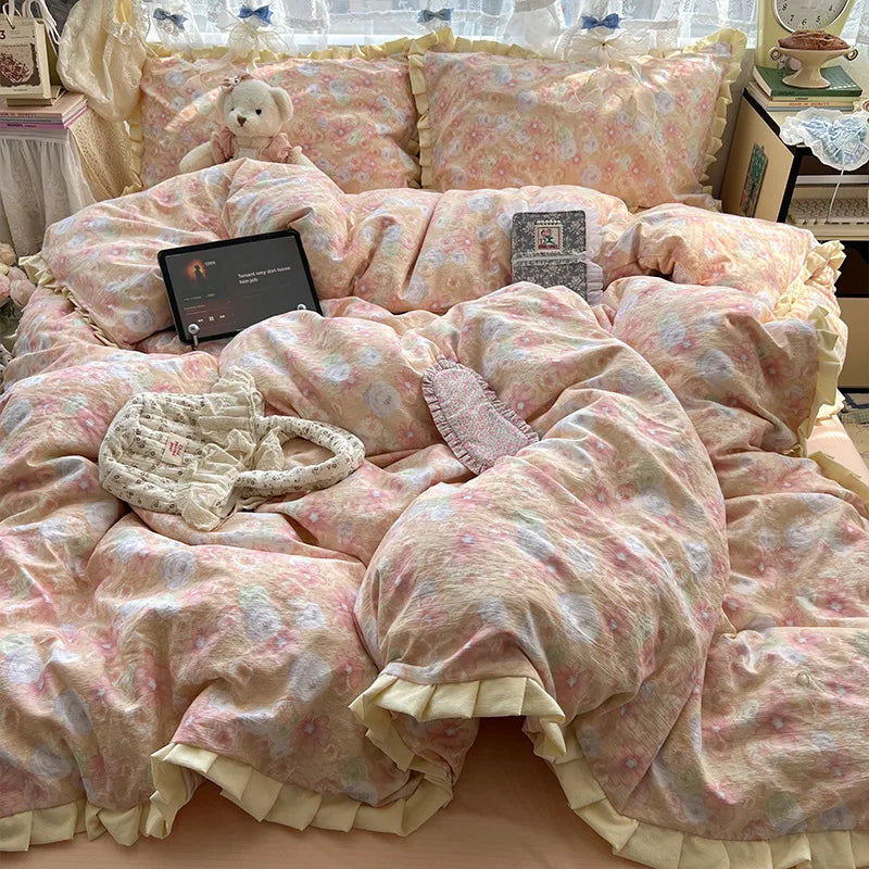 Korean Style Lace Ruffle Bedding Set