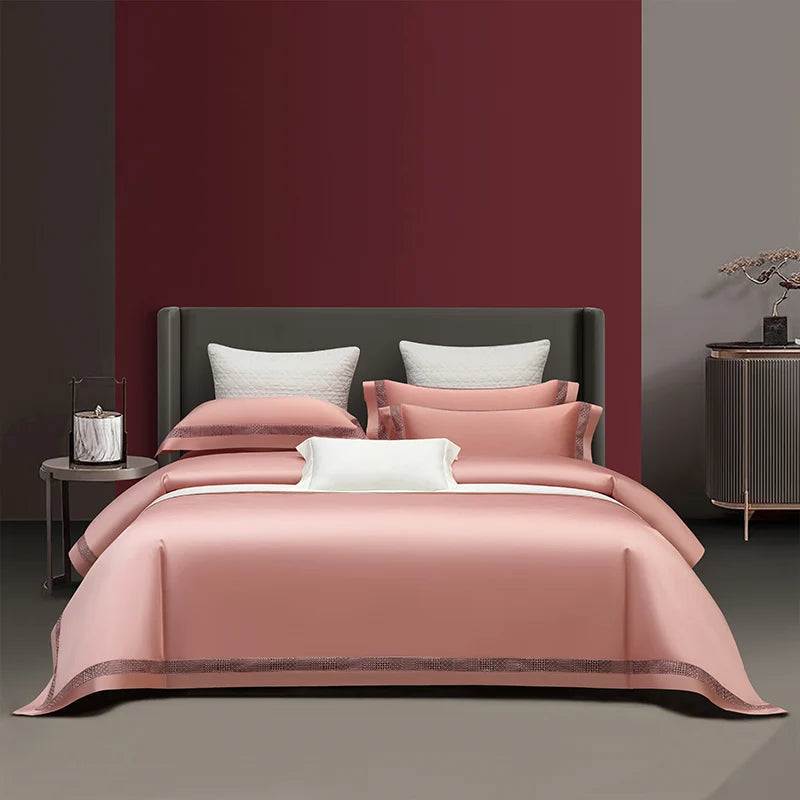 1400TC Egyptian Cotton Grey Luxury Hotel Style Hollow Wide Edge Bedding Set