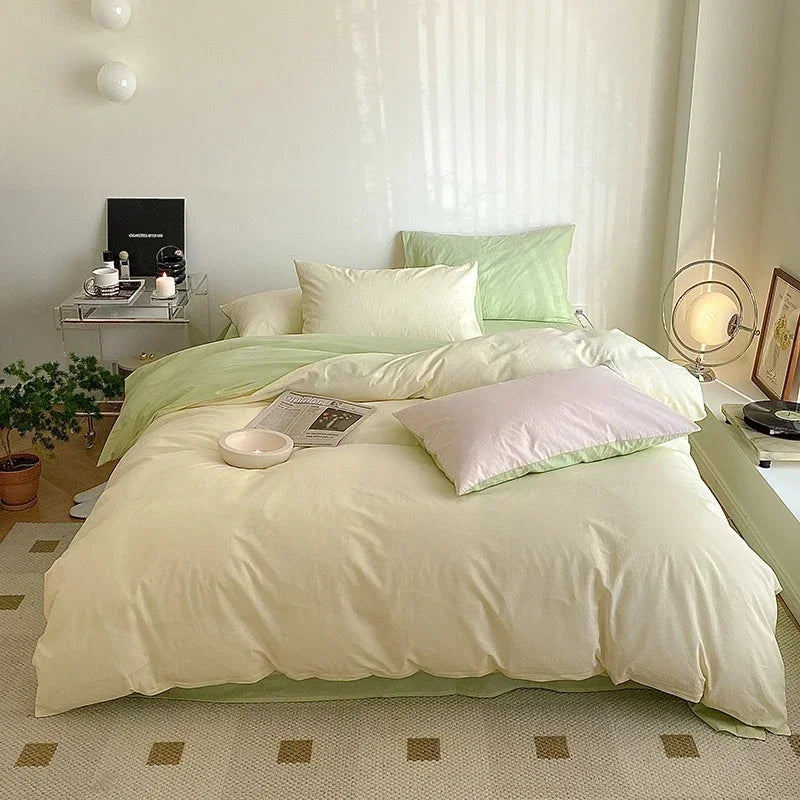 High End 100% Cotton Duvet Cover Set Mixed Color Skin Friendly Queen Bedding Set