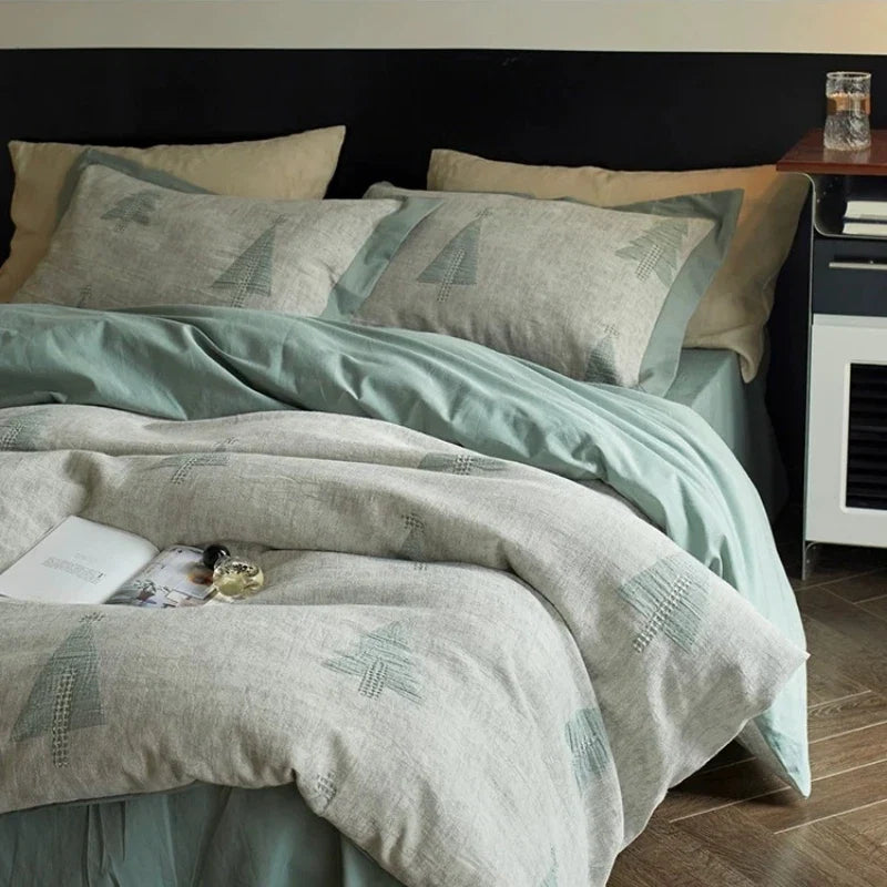 Advanced Retro Pure Cotton Four Piece Set Full Cotton Bed Sheet and Duvet Cover Minimalist All Season Universal Bedding