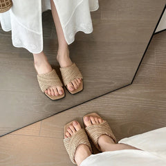 sheepskin woven slope heel
