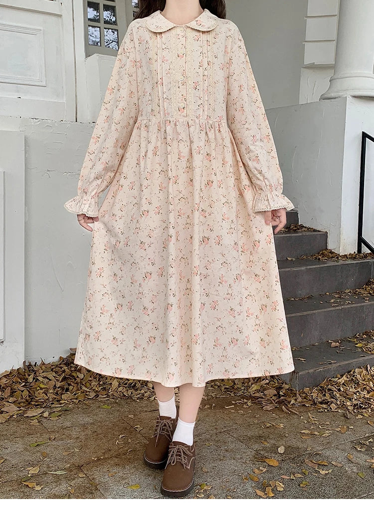 Nectarine Cotton Cottagecore Floral Dress
