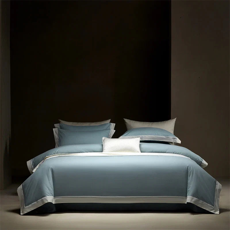 600TC Egyptian Cotton Thickened Brushed Wide Edge Bedding Set