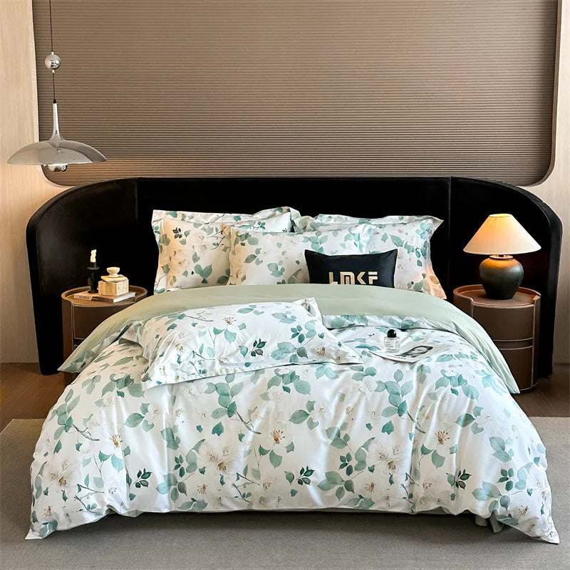 600TC Egyptian Cotton Flowers Butterfly Print Bedding Set