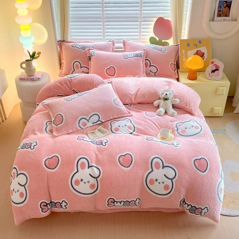 Winter Thicken Warm Short Plush Duvet Cover King Double Queen Size Double-side Coral Fleece Quilt Cover Not Including Pillowcase