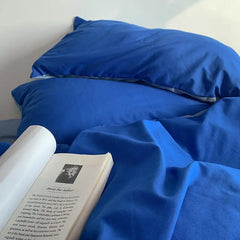 Solid Duvet Cover Set with Sheet Pillowcases Korean Comforter Cover Bed Linen Twin Full Queen Size Grid Home Bedding Set