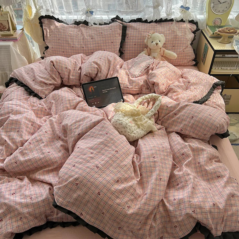 Korean Style Lace Ruffle Bedding Set