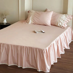French Vintage Lace Ruffles Pure Cotton Princess Bedding Set