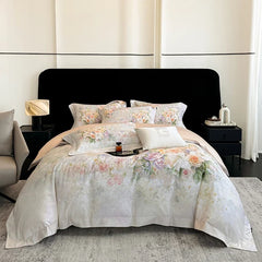 1000TC Egyptian Cotton Blooming Flowers Prints Luxury Queen King Size Bedding Set