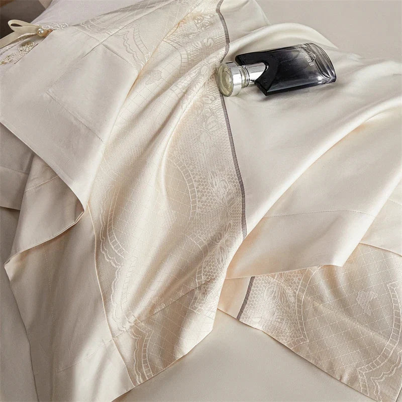 Butterfly Embroidery Jacquard Egyptian Cotton Bedding Set