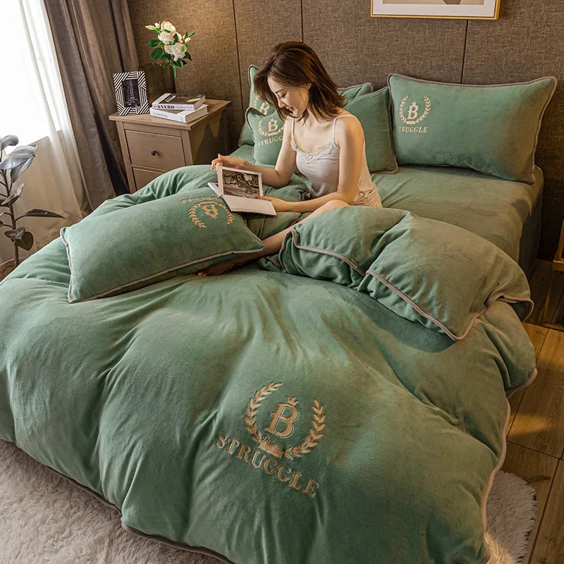 Winter Thick Warm Plush Duvet Cover Set Luxury Bedding Set