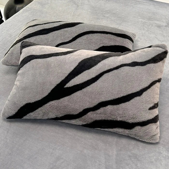 Winter Thick Warm Imitation Rabbit Fur Bedding Set